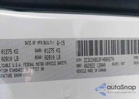 2015 Dodge Charger Se z USA, uszkodzony, nr VIN 2C3CDXBG3FH880270